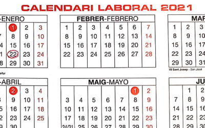 Calendario laboral 2021 Valencia